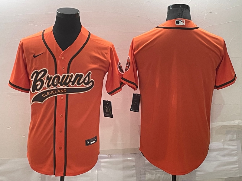Men's Cleveland Browns Blank Cool Base Orange Stitched Baseball Jersey Men's Cleveland Browns Blank Cool Base Orange Stitched Baseball Jersey